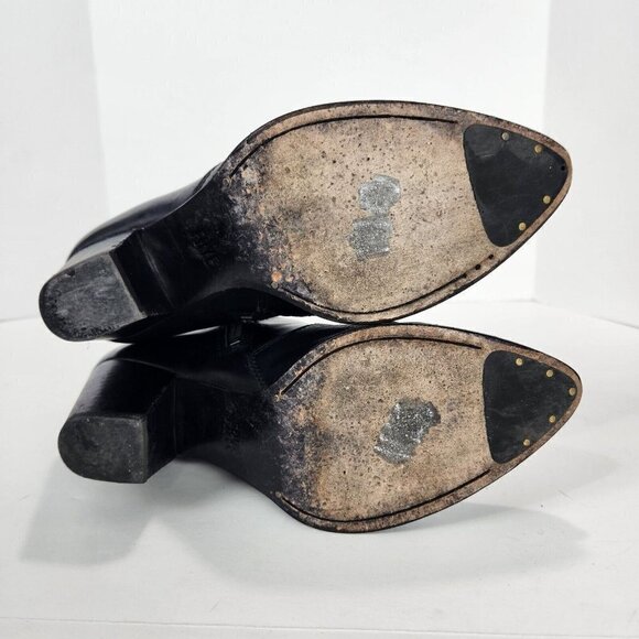 Frye Jennifer Heeled Western Ankle Boot Womens 6.5 Black Leather Pointed Toe - Picture 7 of 13